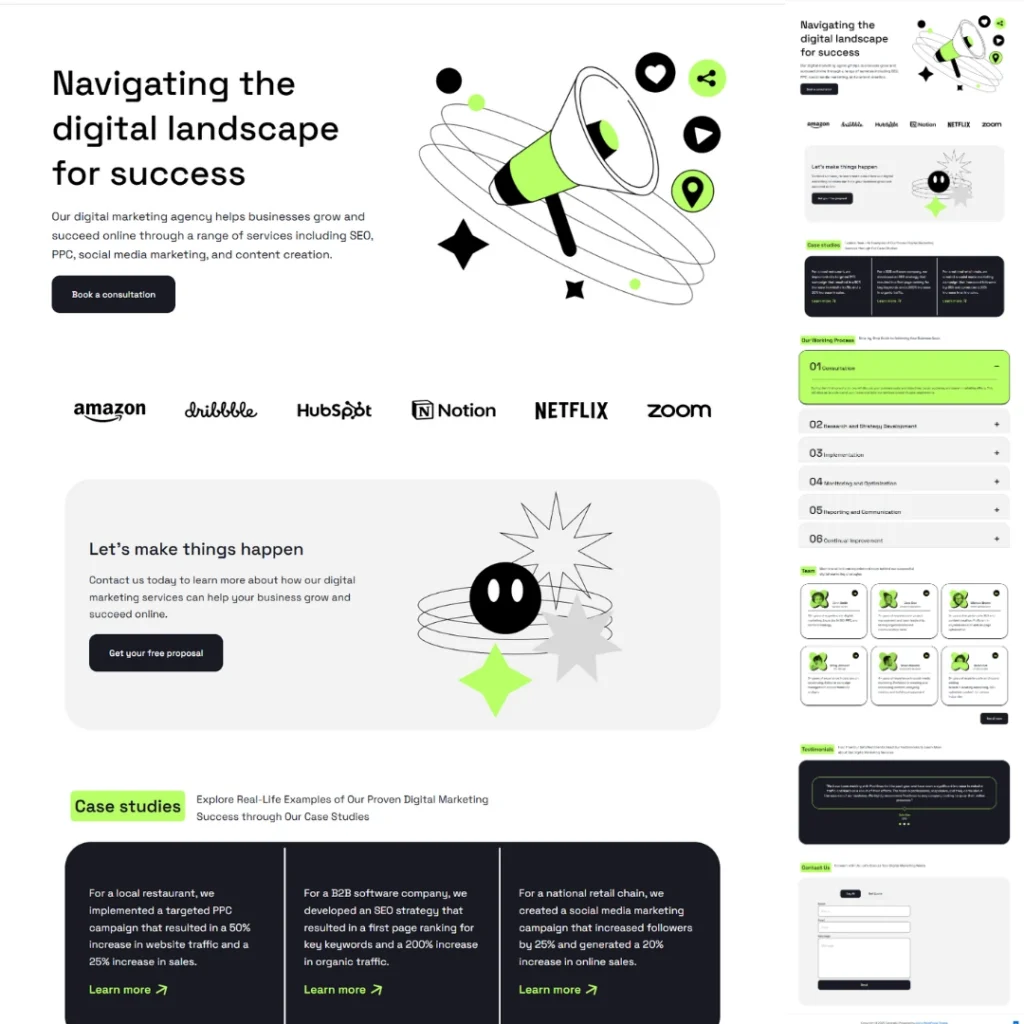 Positivus design converted from Figma to WordPress by top developer