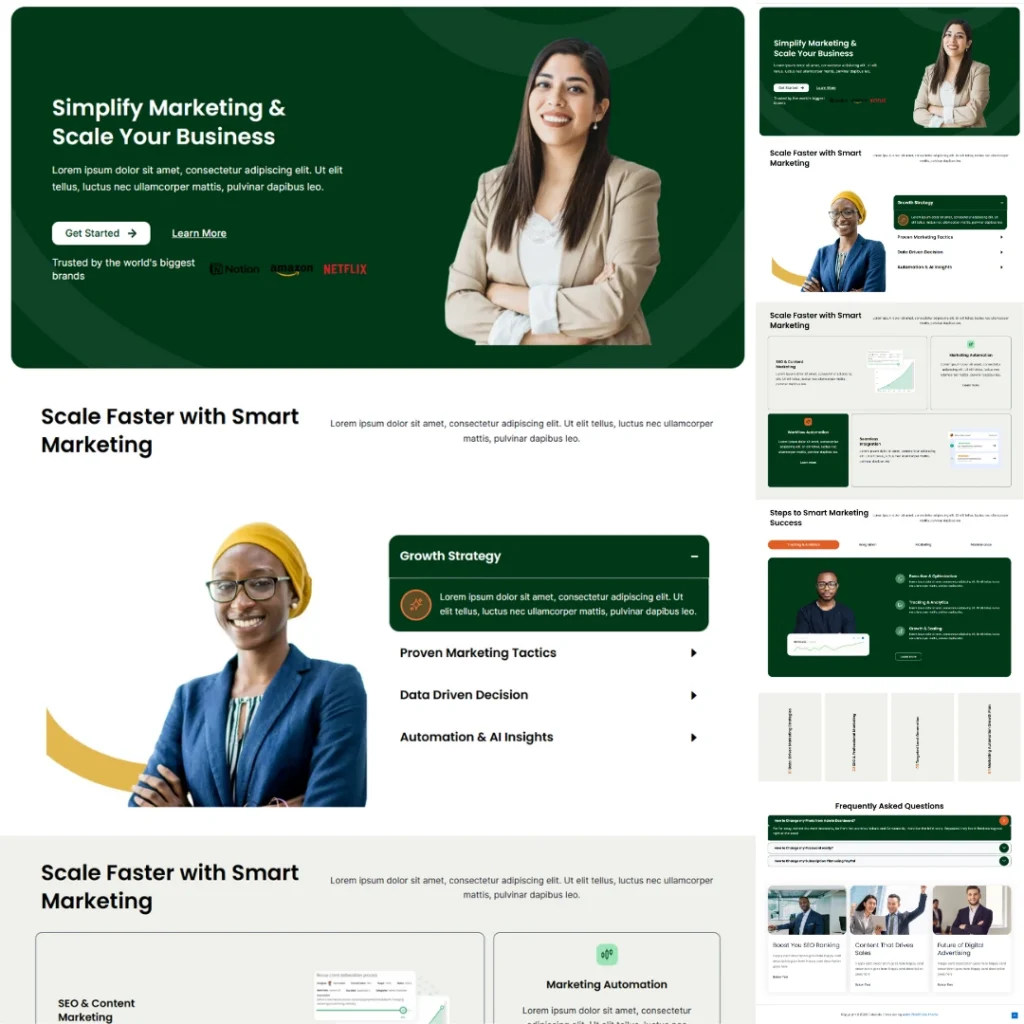 Zcadwe landing page built by the best Figma to WordPress developer